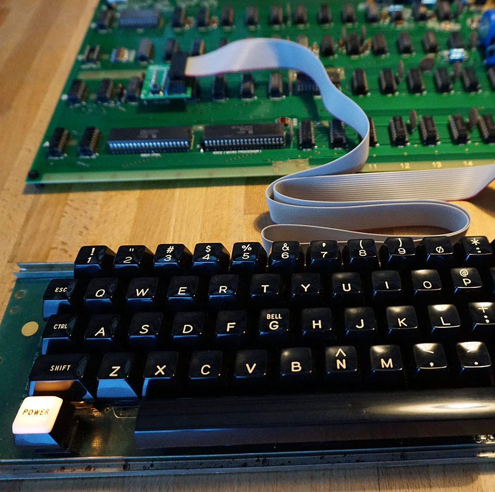 The Apple ][ keyboard connected to the Apple-1 Keyboard Adapter