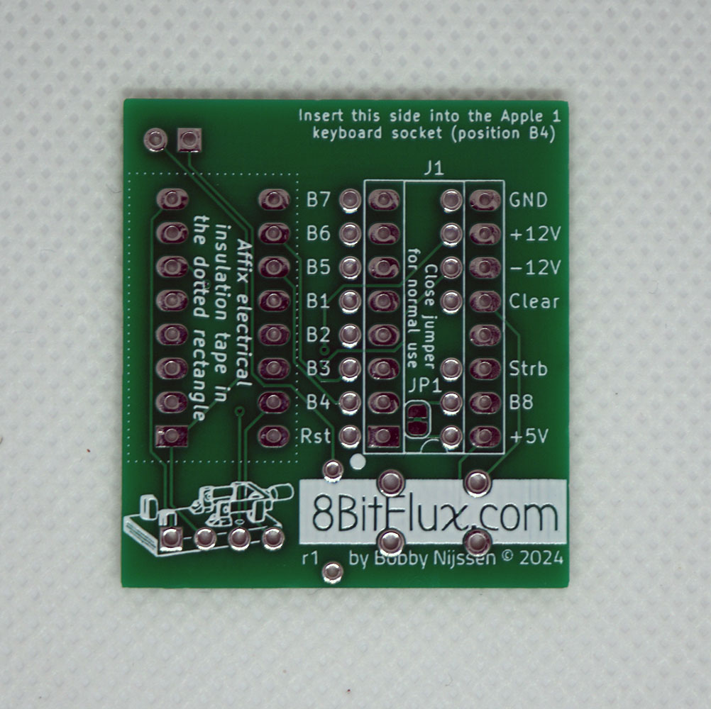The backside of the Apple-1 Keyboard Adapter PCB