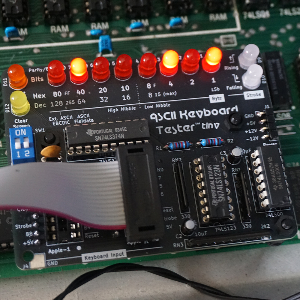 ASCII Keyboard Tester Tiny in use with an Apple 2