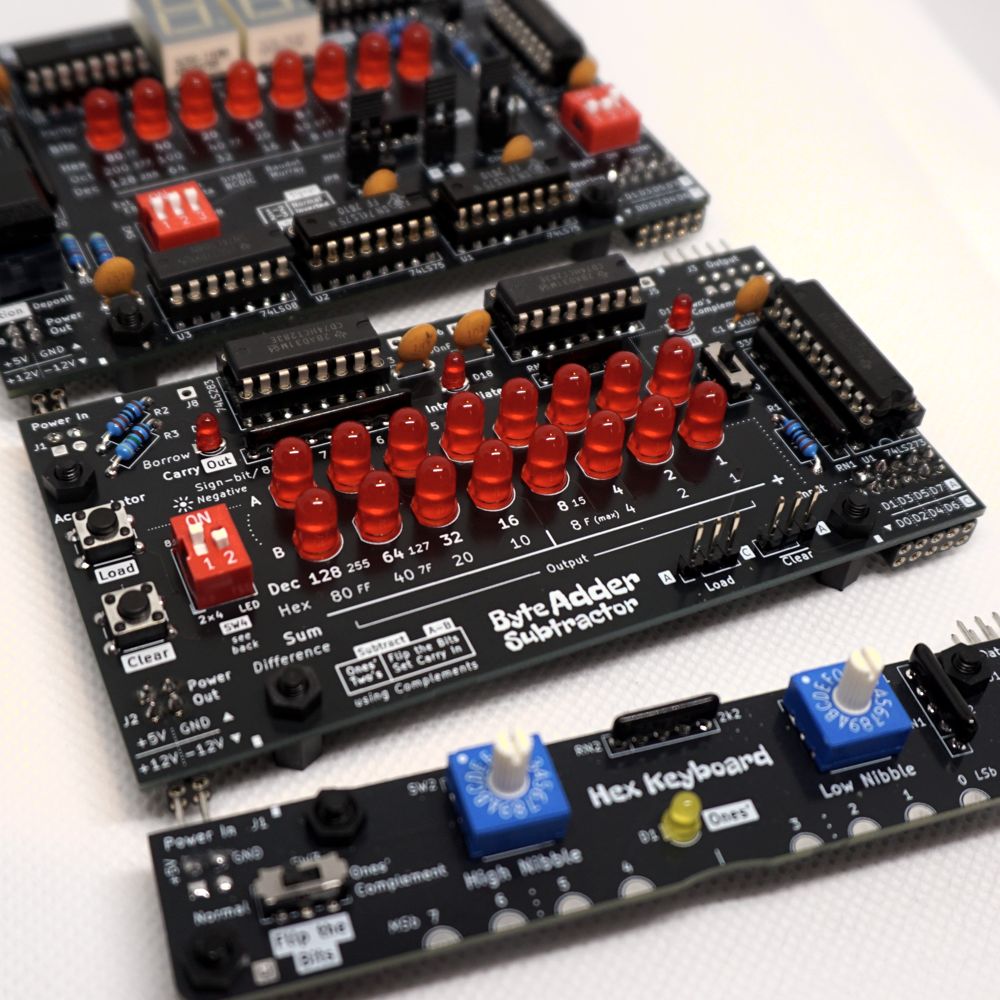 The Byte Adder Subtractor with the 8-bit Workbench and a Hex Keyboard