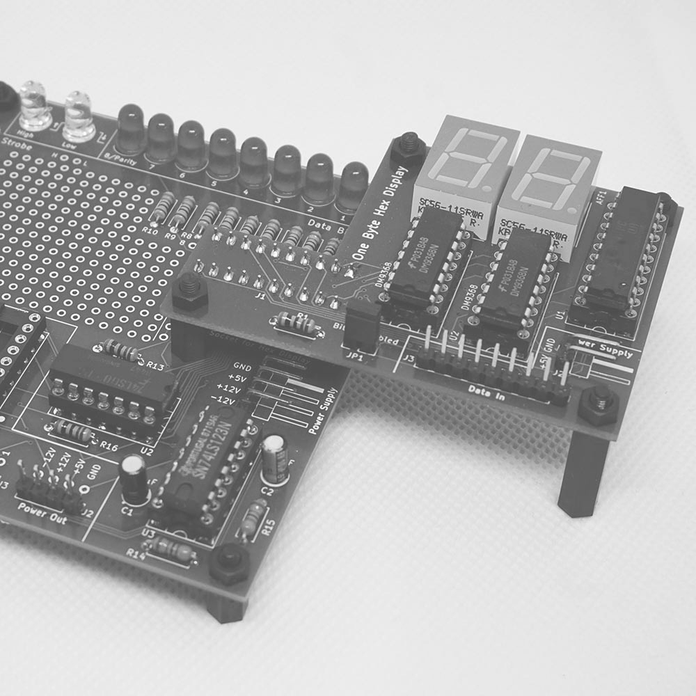 Hex Display mounted on top of the ASCII Keyboard Tester