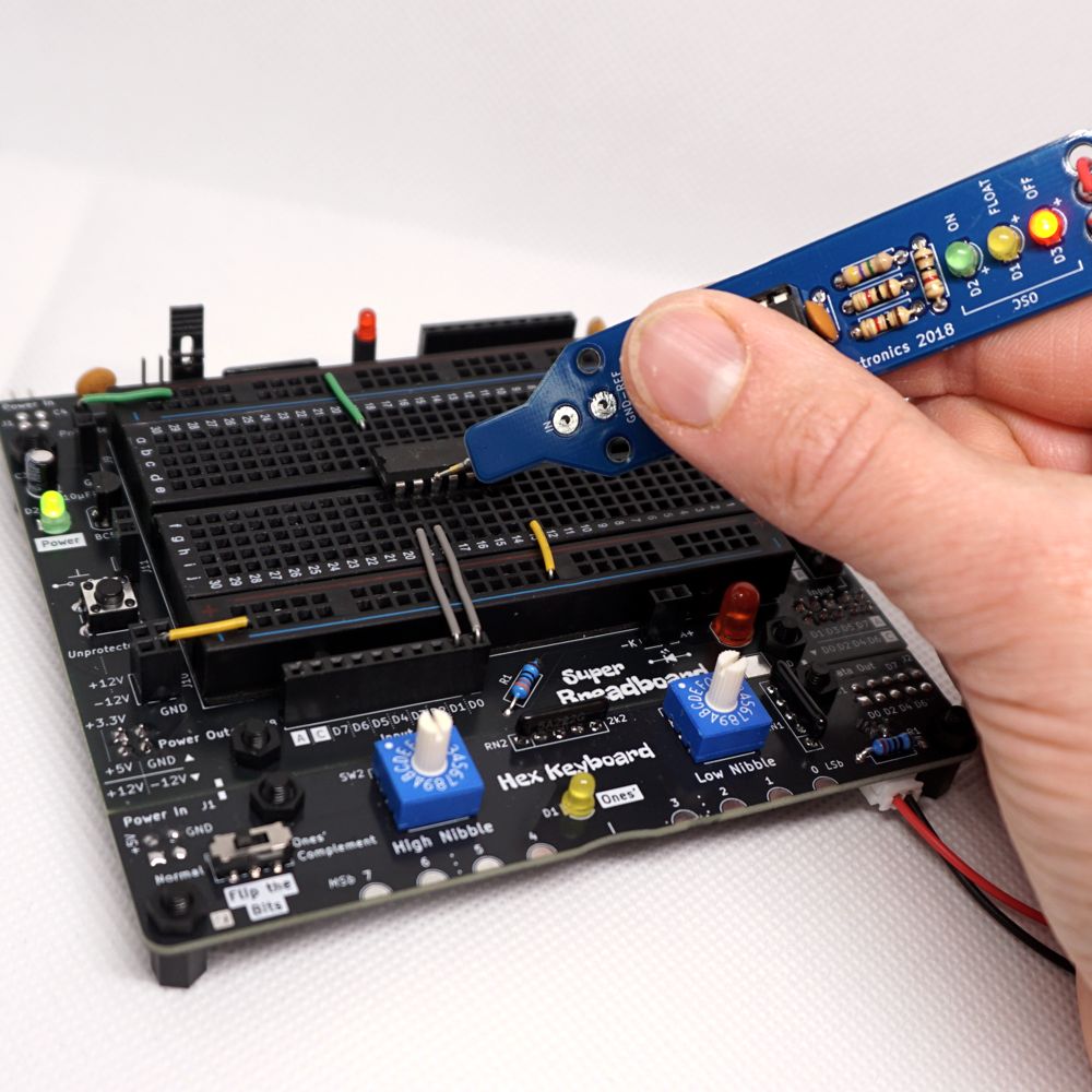 Use the Logic Probe attached to the Hex Keyboard and a Super Breadboard