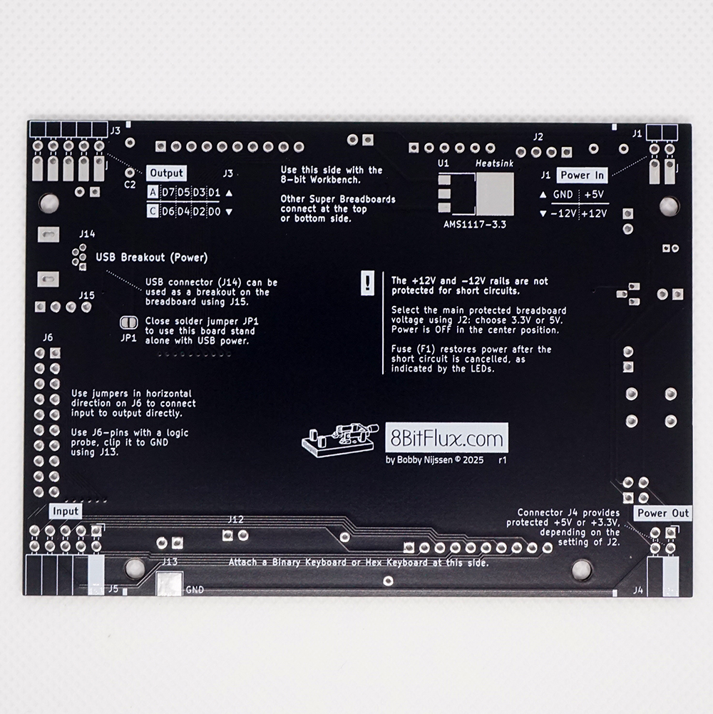The back PCB side of the Super Breadboard