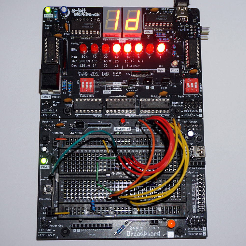 Super Breadboard with an 8-bit Workbench attached
