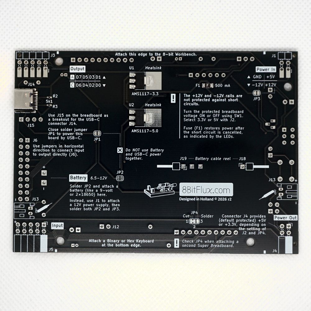 Backside of the Super Breadboard 2 PCB. All tiny parts are already assembled